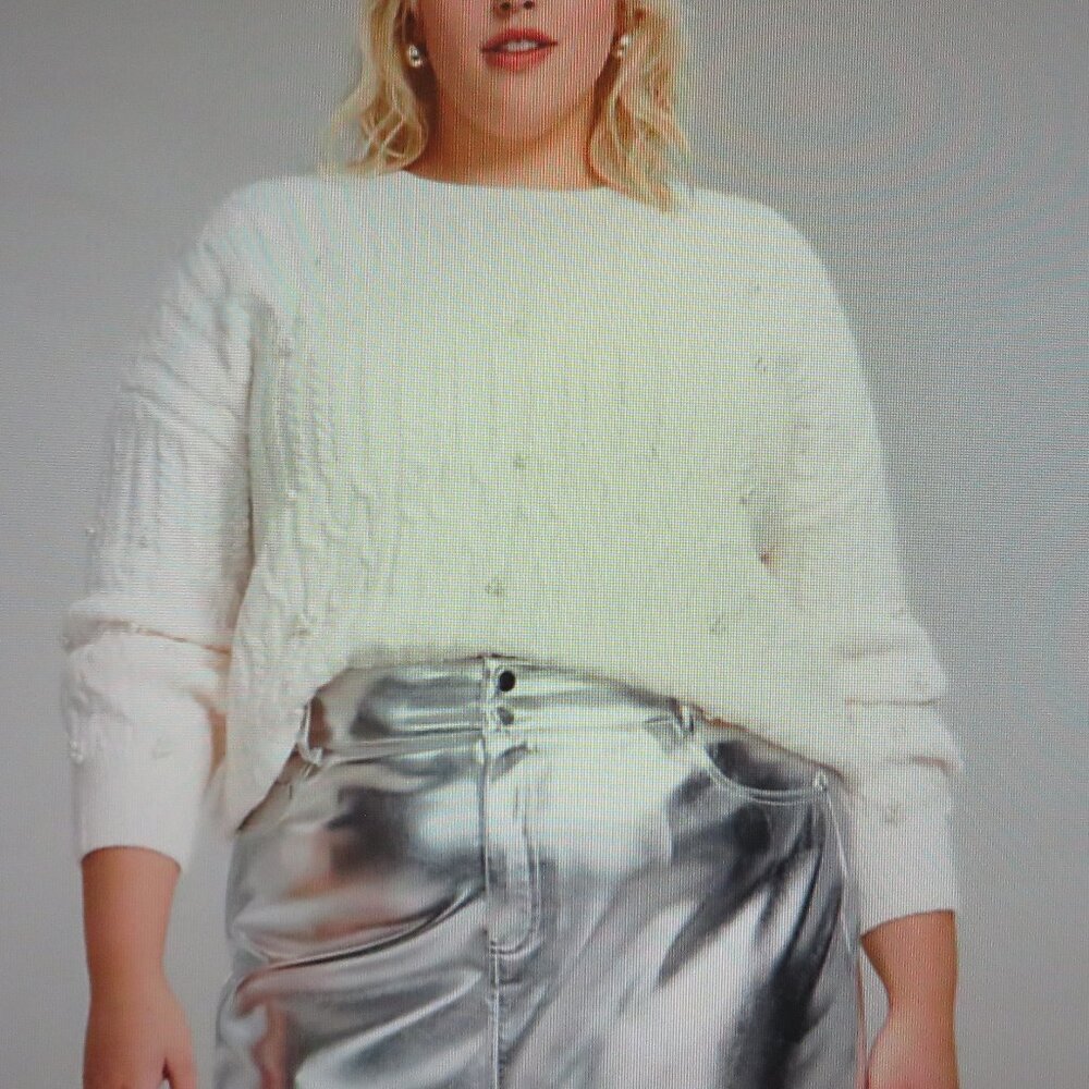 Trendy Plus Size Embellished Cable-Knit Sweater